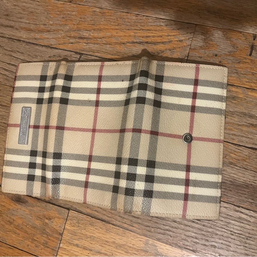 Burberry Beige and Black Plaid Wallet